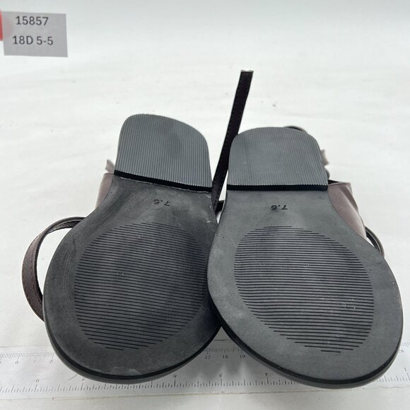 FOWT Dark Brown Split Round Toe Sandals Lace up Soft Flip Flop Comfortable Flats - Picture 7 of 8